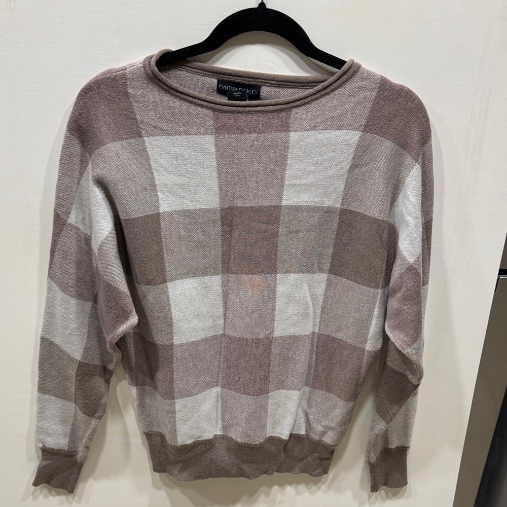 Cynthia Rowley Taupe and Cream Knit Sweater